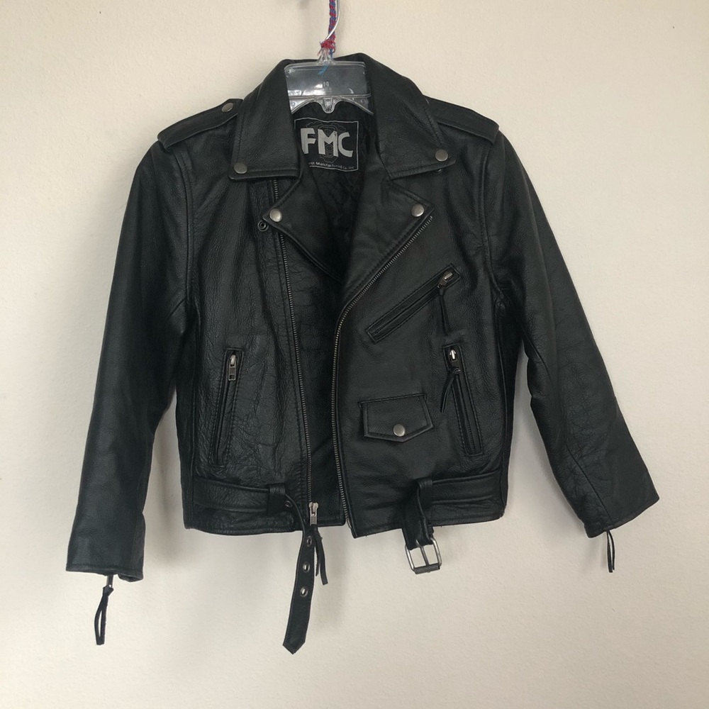 FMC First Manufacturing & Co Leather Jacket, Kids Size 14 Refer To Measurements